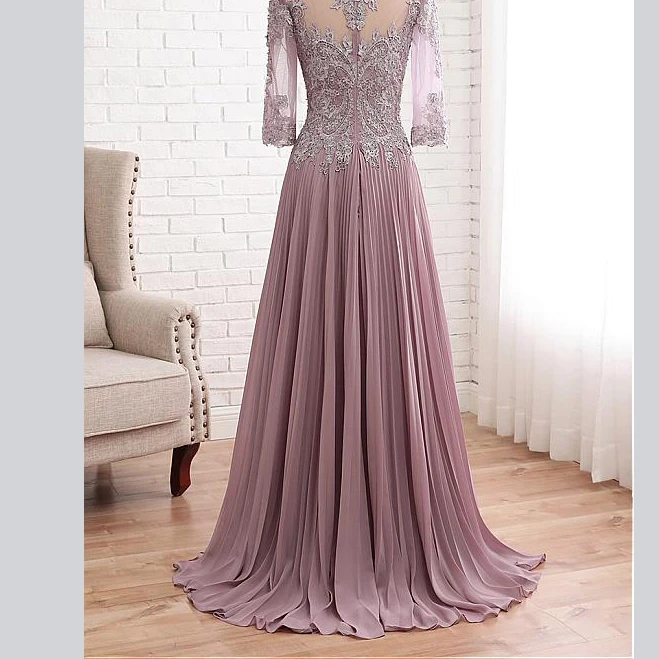 

Gorgeous Half Sleeves Scoop A-line Lace And Chiffon Full-Length Women's Dresses mother of the groom dresses for wedding