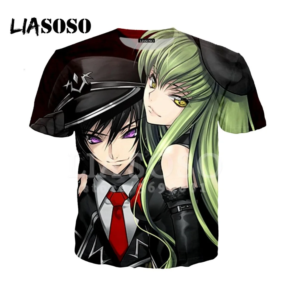 LIASOSO 3D принт Для женщин Для мужчин Code Geass Lelouch Восстания футболка Летняя футболка в стиле «хип-хоп» пуловер с короткими рукавами X1104