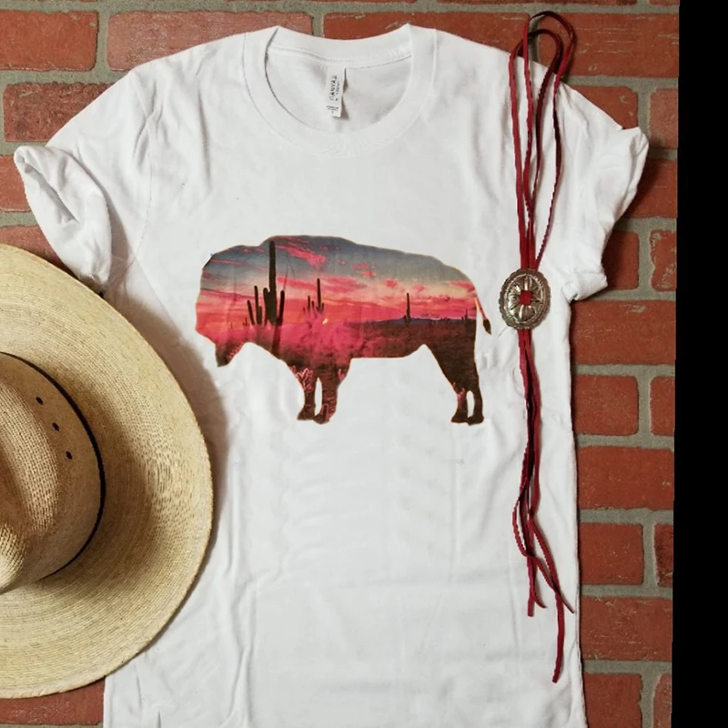 Женская футболка desert buffalo модная Винтажная Футболка большого размера с принтом в