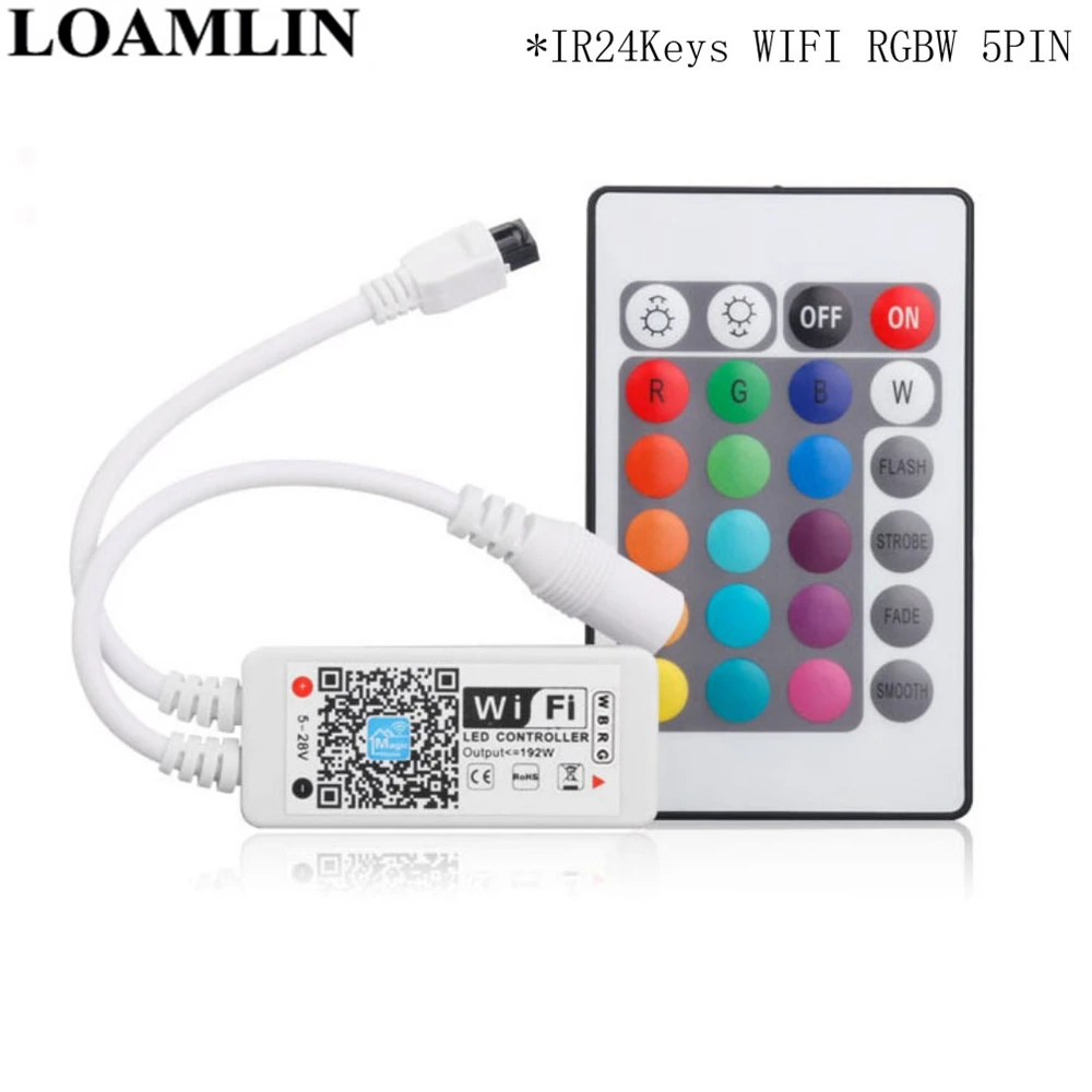 DC5 28V мини WIFI RGB/RGBW/RGBWW Светодиодная лента контроллер музыки от Amazon Alexa Google Home Phone