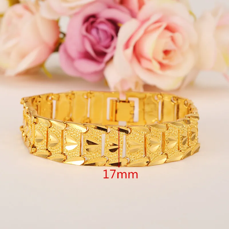 Bangrui 20cm*17mm Male Bracelet Men Jewelry Hip hop style High quality gold Color preserving Persistence MEN gift | Украшения и