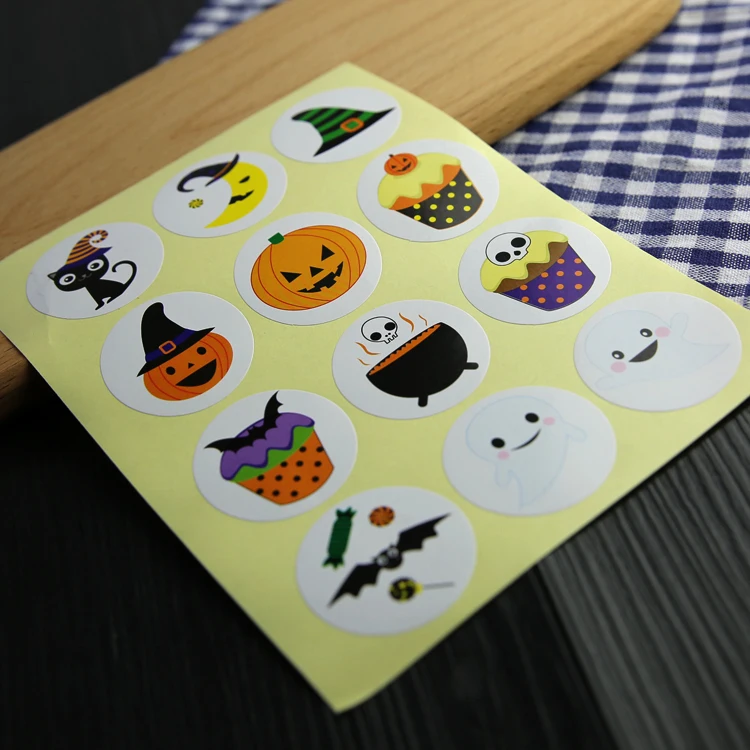 4.2cm HAPPY HALLOWEEN Self-adhesive paper sticker for attractive decoration, 240 pcs/lot, Item No. FE19