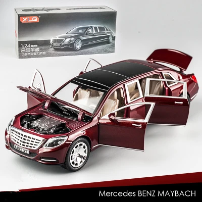 KIDAMI 1:24 Maybach, сплав, модель для симуляции, игрушки для детей, звук и светильник, игрушка, автомобиль, подарки, hotwheels - Цвет: Red wine-With Box