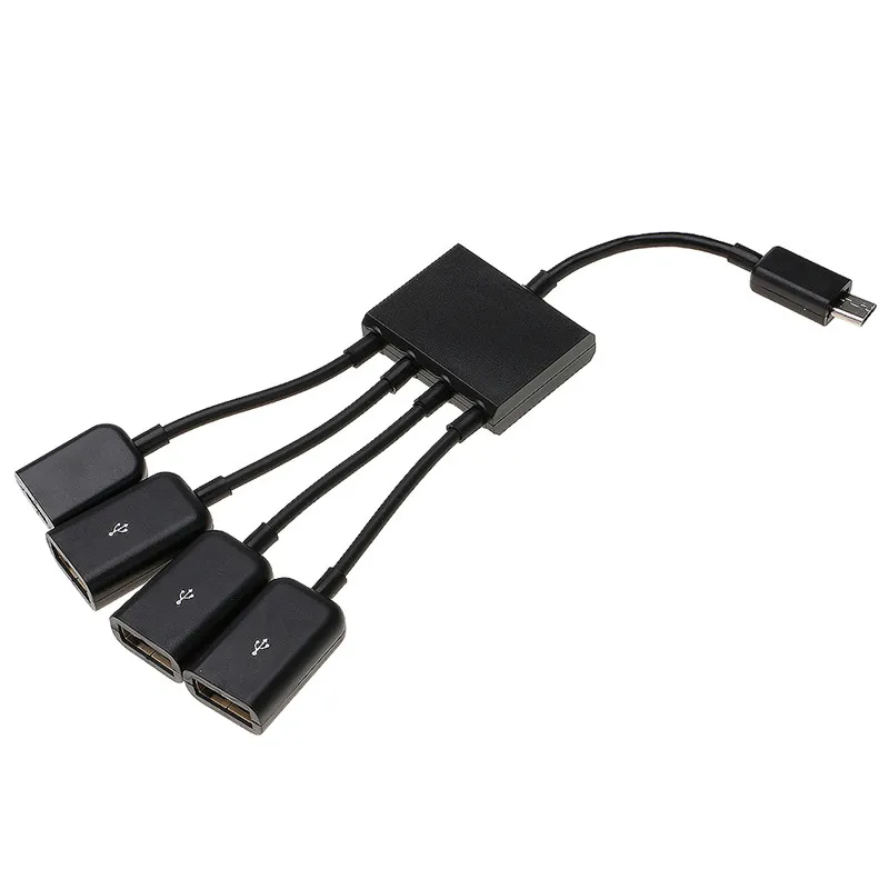 Micro USB для 3 портового 2 0 с 1 портовым зарядным HUB OTG адаптером черного цвета|micro usb|micro