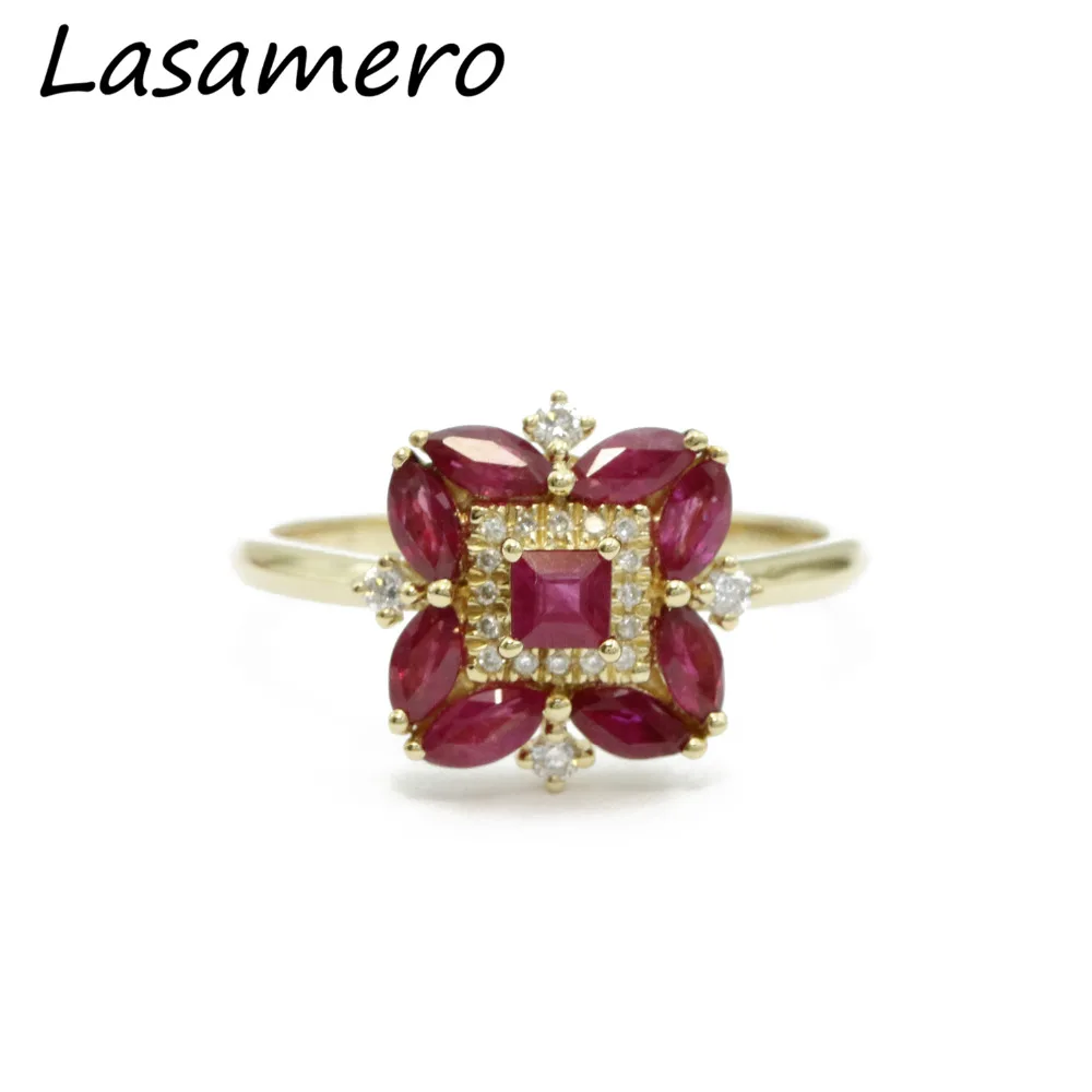 LASAMERO Asscher огранка 1.13ctw натуральный рубин драгоценный камень маркиза сторона