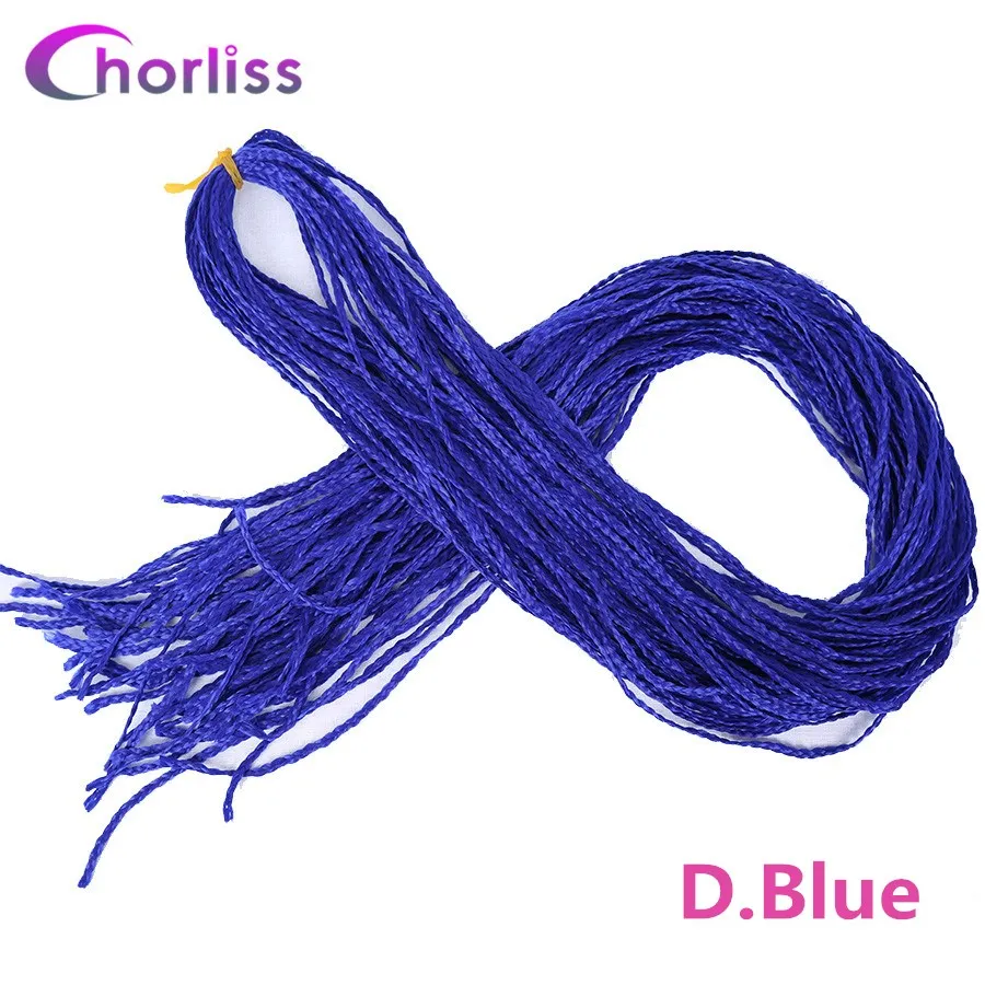 D.Blue Chorliss вязанные крючком косички Zizi косички, вязанные крючком волосы, пряди, синтетические волосы для наращивания, косички, блонд, черный, серый, красный, коричневый - Цвет: D.Blue