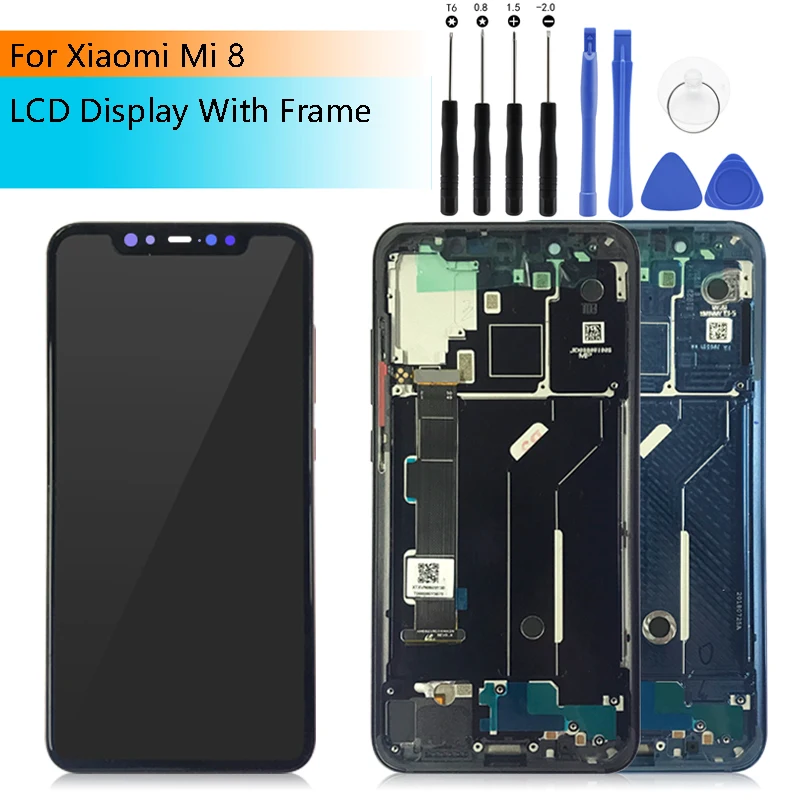 ЖК дисплей Super Amoled для Xiaomi Mi8 сенсорный экран с дигитайзером в сборе и рамкой Mi 8