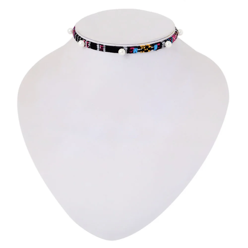 Модные Разноцветные богемные короткие чокеры ожерелье тканевая веревка цепочка