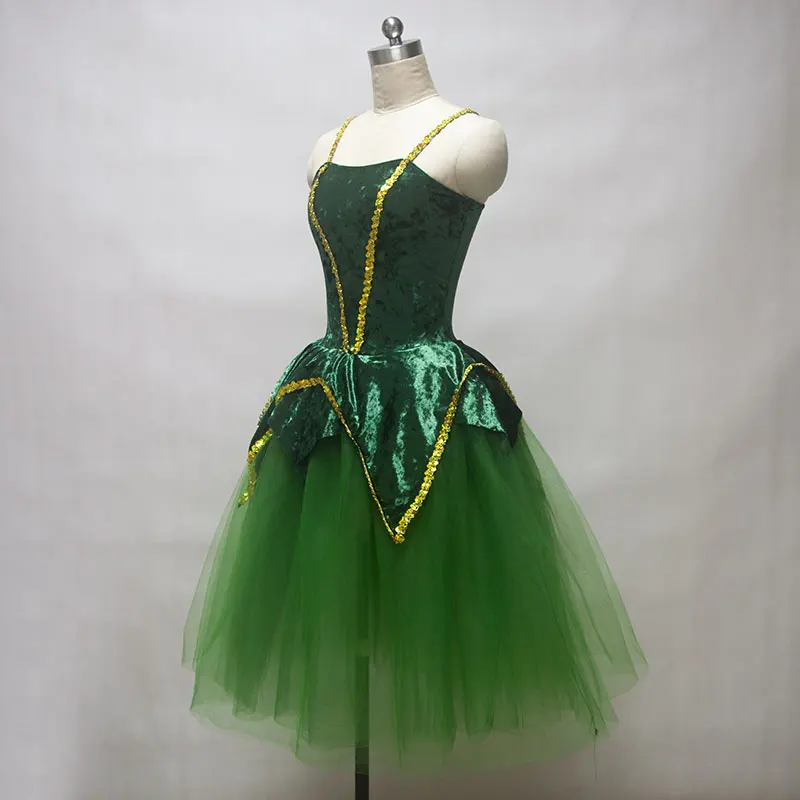 New arrival women ballet costume tutu green velvet bodice romantic lady dance | Тематическая одежда и униформа