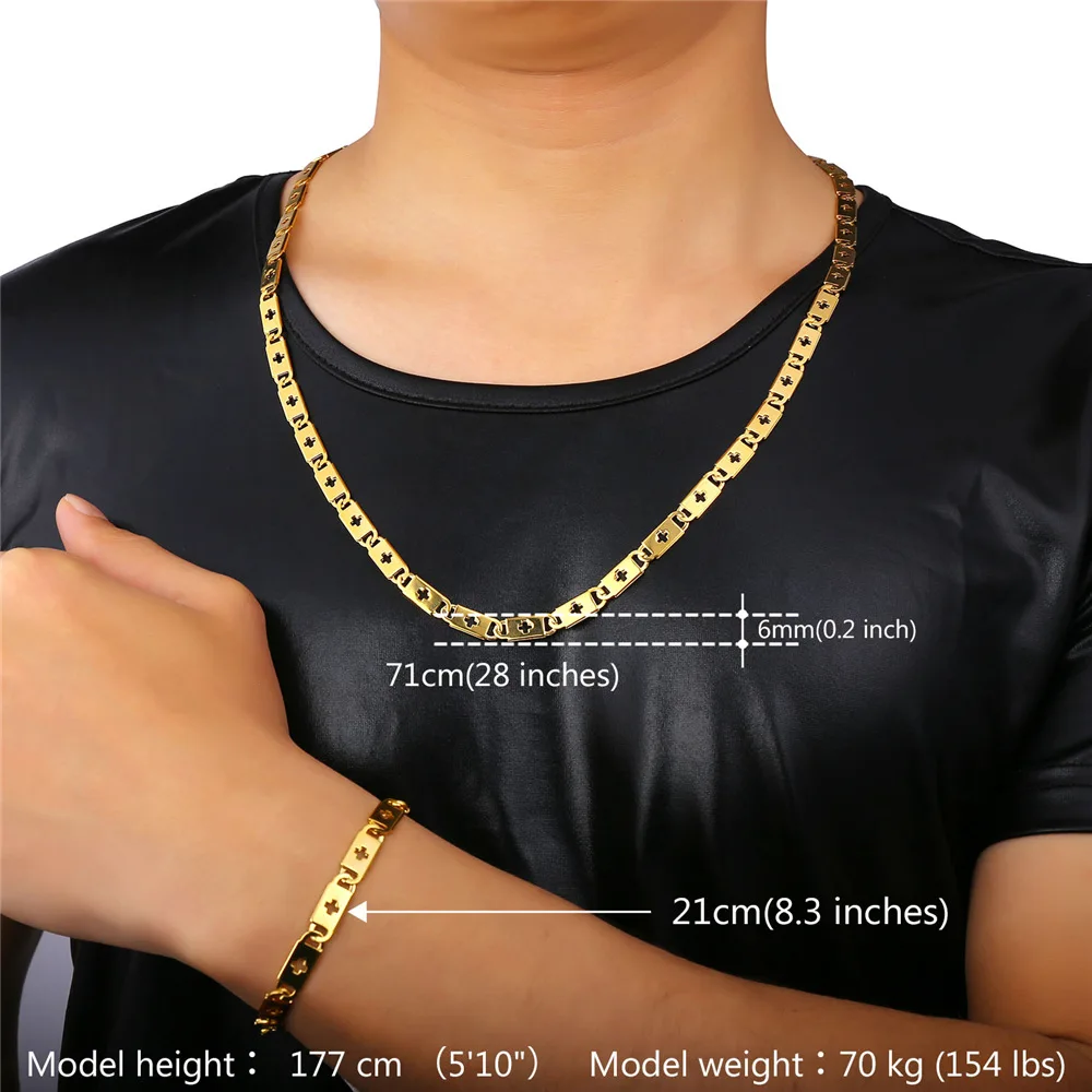 U7 Новые Ювелирные наборы мужские модные ювелирные изделия Модные 4 размера крест