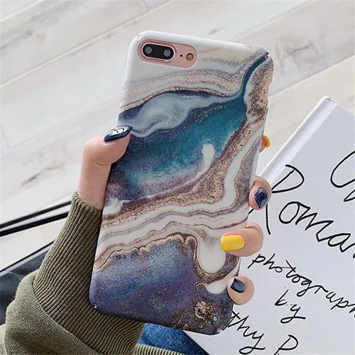 T2 Модный градиентный мраморный чехол для телефона для iPhone 7 8 X XR XS Max, чехлы для iphone 6 6S 7 8 Plus, Матовый Жесткий чехол из поликарбоната с полной задней крышкой - Цвет: T2