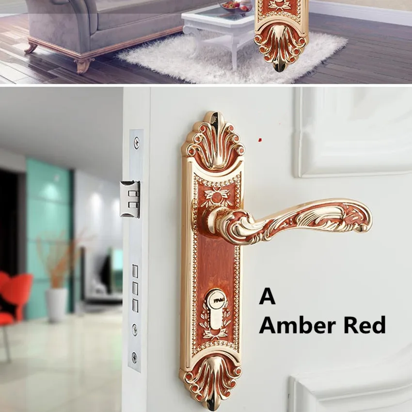 

European fashion amber gold room wooden door locks amber red bed room ,kitchen ,book room door lock Top quality zinc alloy locks