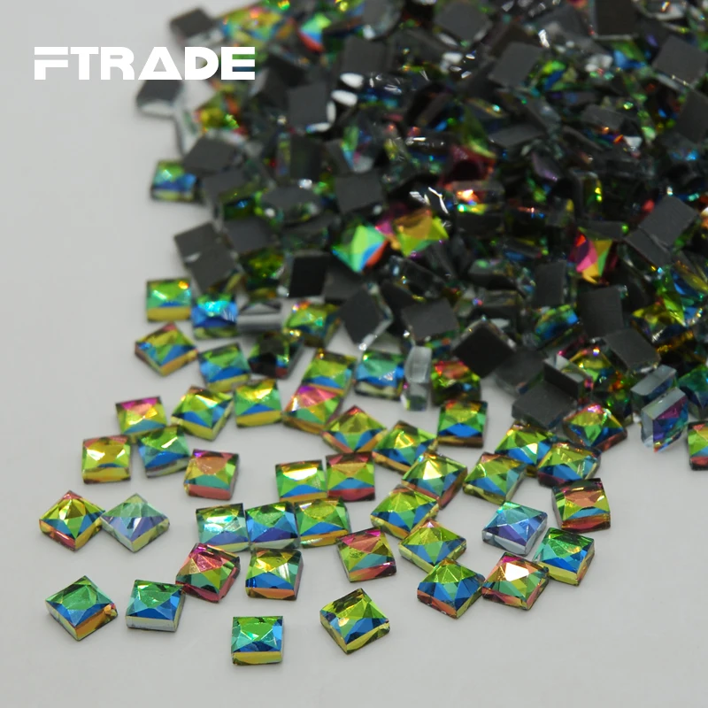 Более блестящие квадратные радужные стразы для платьев невесты 110 шт./лот 6x6 мм с