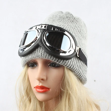 Зимние шапки для женщин, солнцезащитные очки Skullies Beanies, мужские модные толстые теплые лыжные шапки унисекс, вязаная шапка с кроличьим мехом - Цвет: Серый