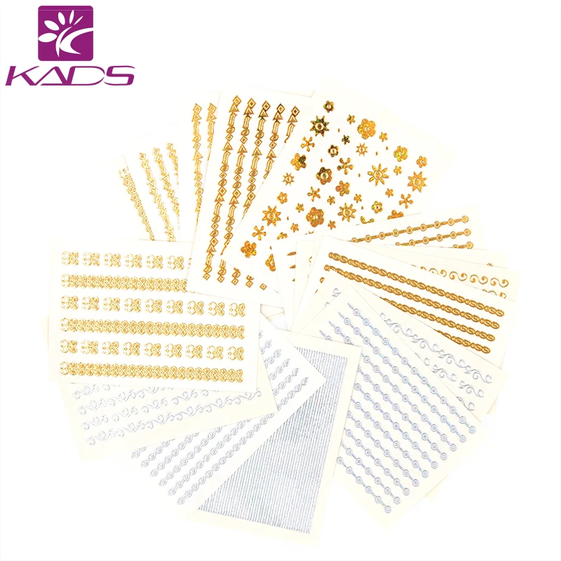 KADS Горячий Продавать 20 шт./компл. 3D Золото и Серебро Кружева Воды Nail Art Наклейки