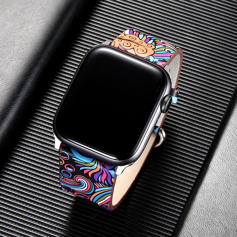 Colorful purple 44 мм 40 мм ремешок для apple watch ремешок китайский стиль кожаный ремешок 42 мм 38 мм correa aple watch iwatch series 4 3 2 1 Аксессуары - Цвет ремешка: Colorful purple