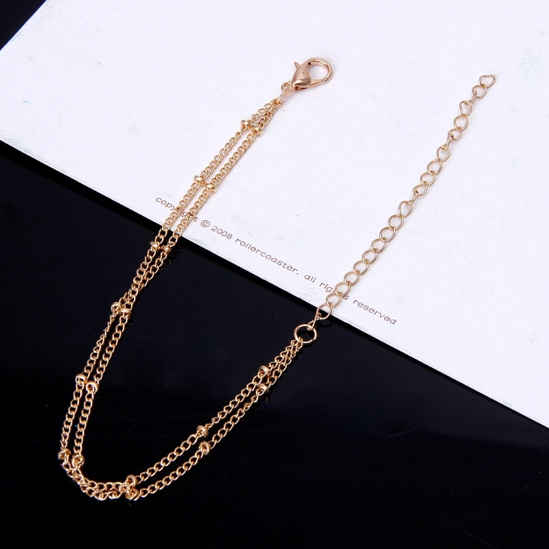 Женский браслет с двойной цепочкой золотым наполнителем|chain bracelet|bracelet braceletgold filled