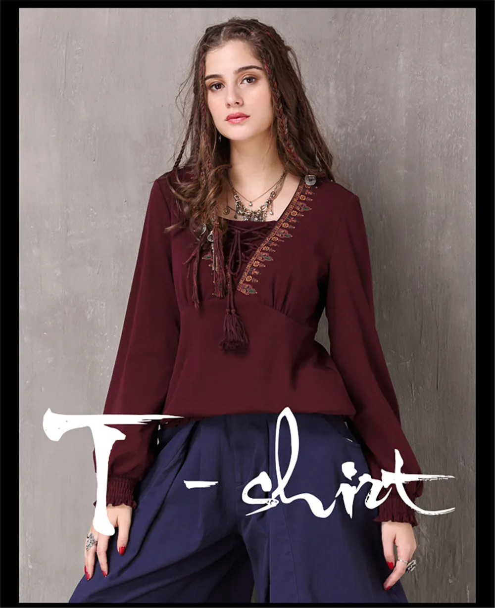 Винтажная футболка с кисточками Женская Boho новая хлопковая Футболка спандекс Топы квадратная вышивка, рукав-фонарик свободные женские футболки
