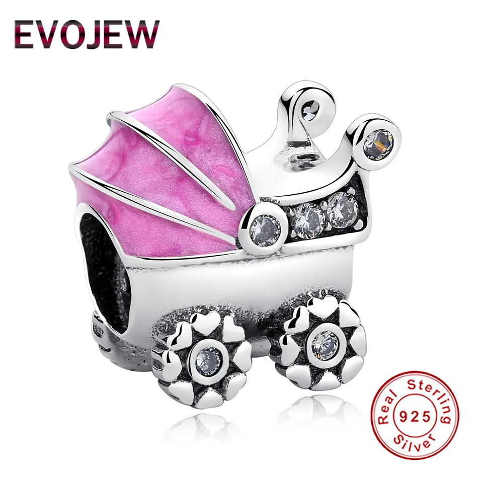 EVOJEW 925 пробы 100% Серебряный детский автомобиль милые бусины fit Pandora браслет и