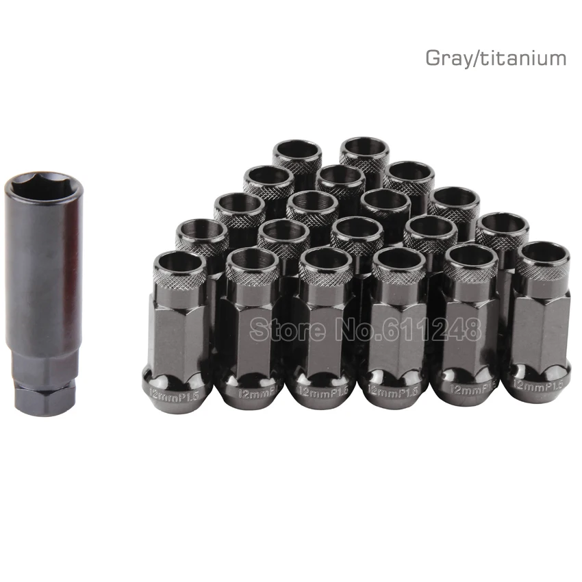 Гонки 20 шт. расширенными Колес Тюнер гайки Open End M12x1.5/M12x1.25 Авто Сталь ЖЕЛУДЬ Rim Расширенный Гонки Луг гайки с одним из ключевых