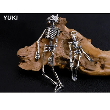 Мужское ожерелье в стиле ретро из стерлингового серебра 925 пробы модель скелета