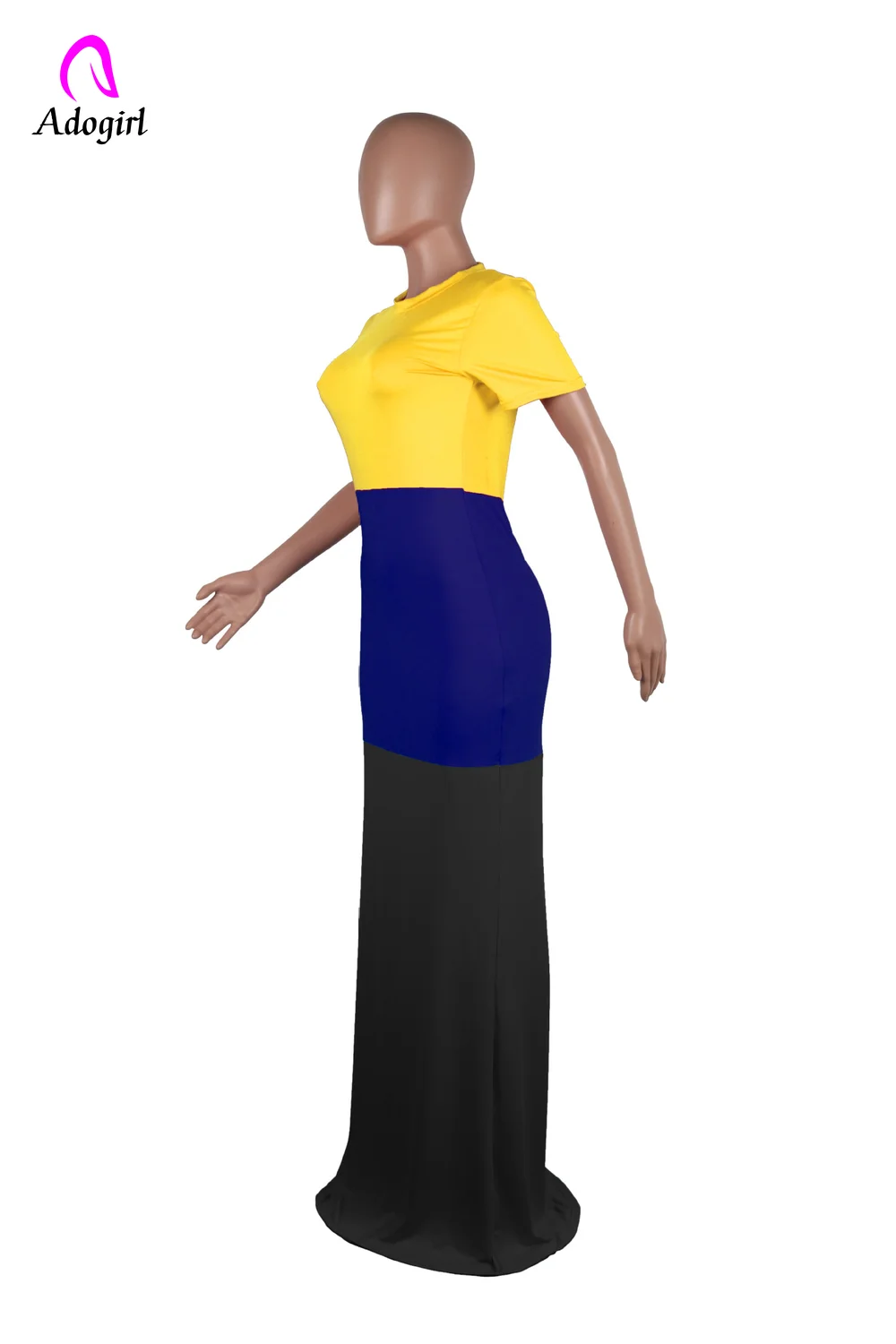 Элегантное женское платье макси с цветными блоками летнее пляжное облегающее