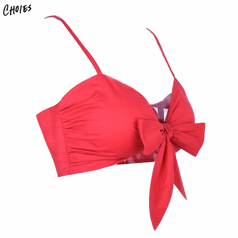 Красный ремень спагетти Bow Tie Front Bralette в Для женщин Бюстгальтеры для Сексуальная