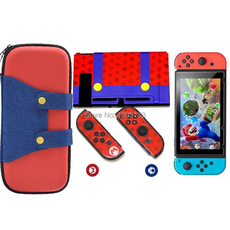 Storage Bag for Nintend Switch Console Tempered Glass Screen Protector for Nintendoswitch Joystick Grip Caps for Nitendo Joy-Con