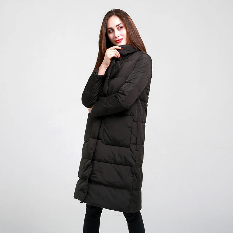 Fitaylor зимняя женская длинная куртка пальто белый утиный пух ультра легкая теплая