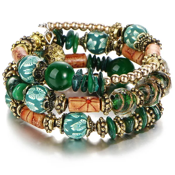 BJTS57760 Boho Многослойные браслеты-манжеты из бисера для женщин Pulseras этнический белый натуральный камень регулируемый браслет на запястье ювелирные изделия Новинка - Окраска металла: BJTS57760