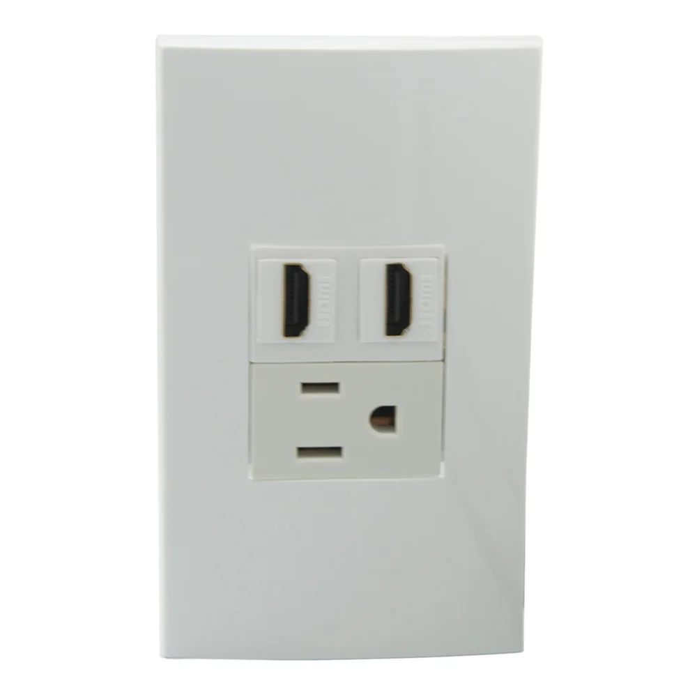 

1 Gang No Screw US Power Socket 2 Ports HDMI Female To Female Wall Plate