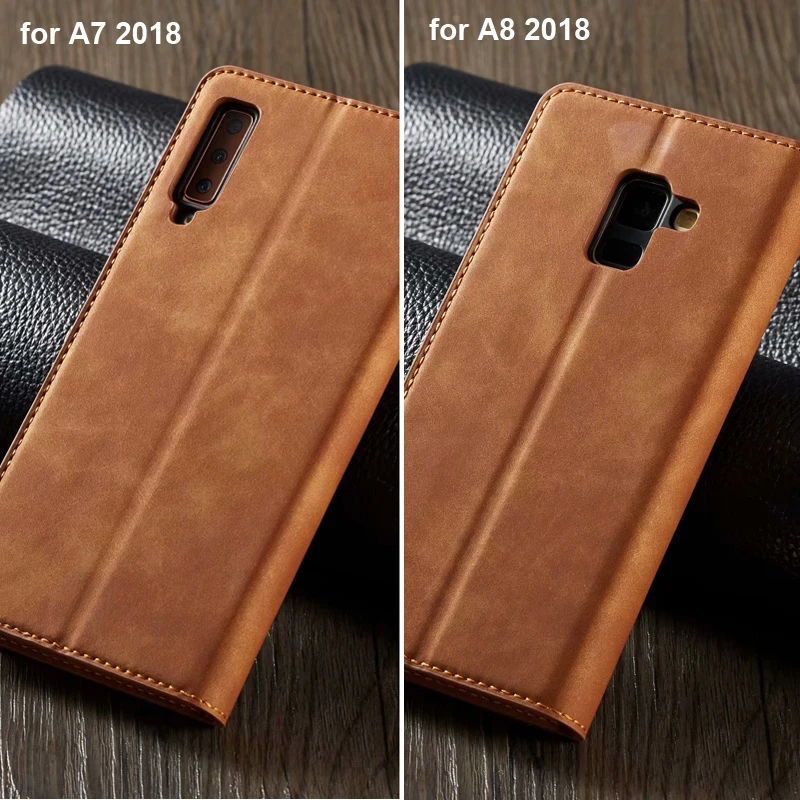 Флип чехол кошелек для Samsung Galaxy A6 A7 A8 2018 A600 A750 A530 Магнитный кожаный