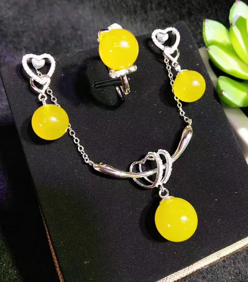 Подвески из натурального халцедона сердца искусственной цепи круглые бусины