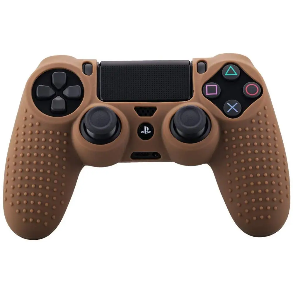 YOTEEN для Dualshock 4 чехол с шипами в горошек силиконовый резиновый гелевый Чехол для sony PS4 Slim/Pro Чехол для контроллера красный синий - Цвет: Коричневый