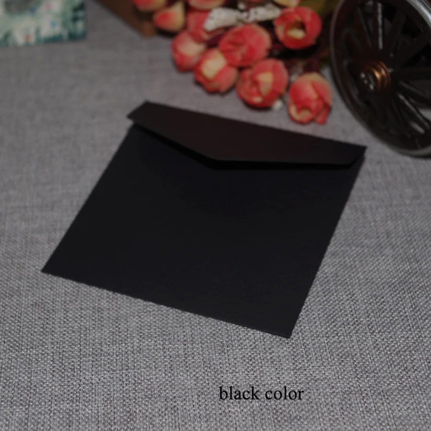 black 50 шт. ДХШ: 10x10 см квадратный винтажный крафт многоцветный обычный пригласительный бумажный декоративный Свадебный конверт VIP/банк/открытка - Цвет: black