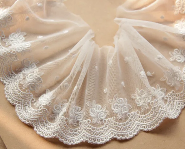 

3yards/pack 9cm/3.54'' Retro white /black mesh cotton embroid lace sewing rose decoration lace handmade garment accessories Z244