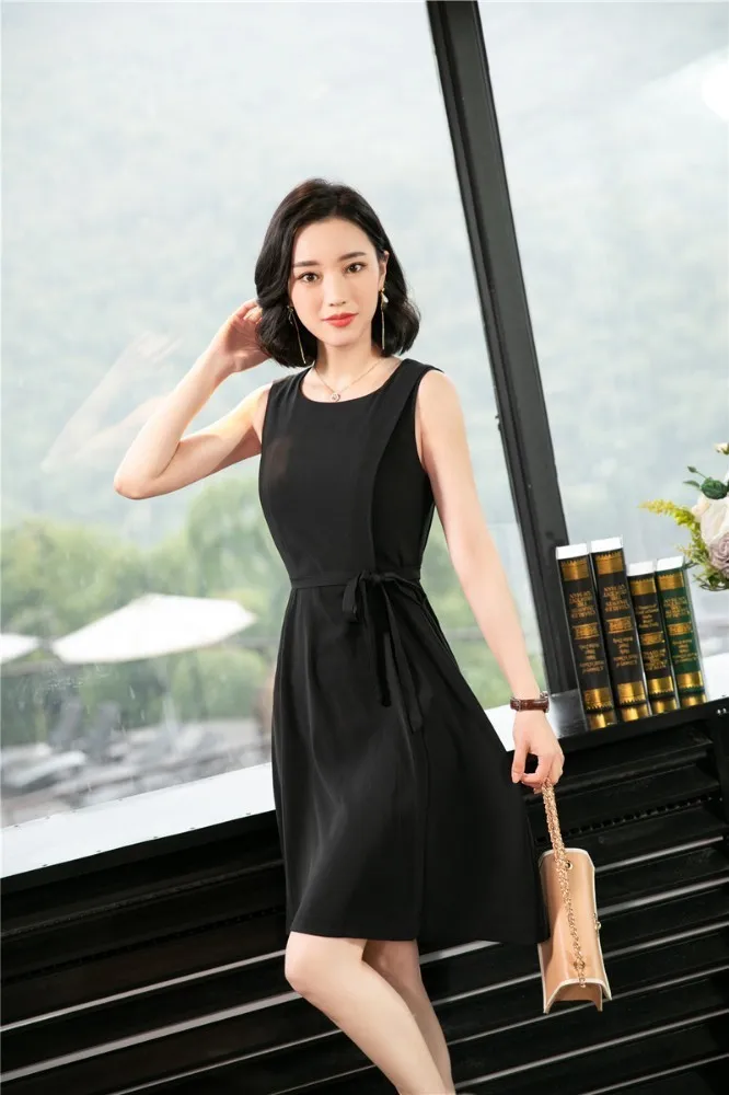 Платье женское облегающее без рукавов Модная элегантная Деловая одежда для