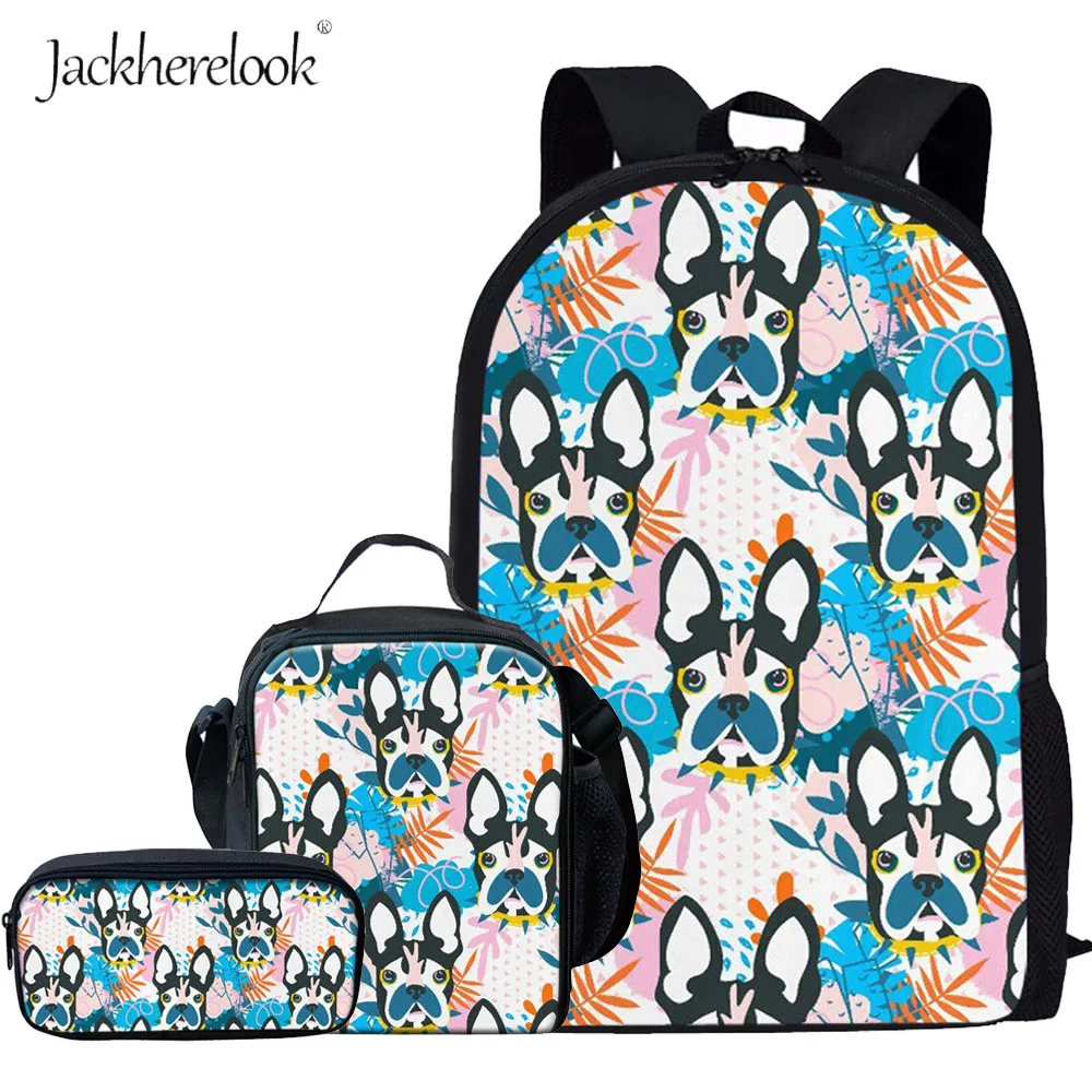 

Jackherelook Cute Bulldog School Bags for Girls 3D Dog Printing Children Backpack Boy Student Bookbag Schoolbag Set Kids Mochila