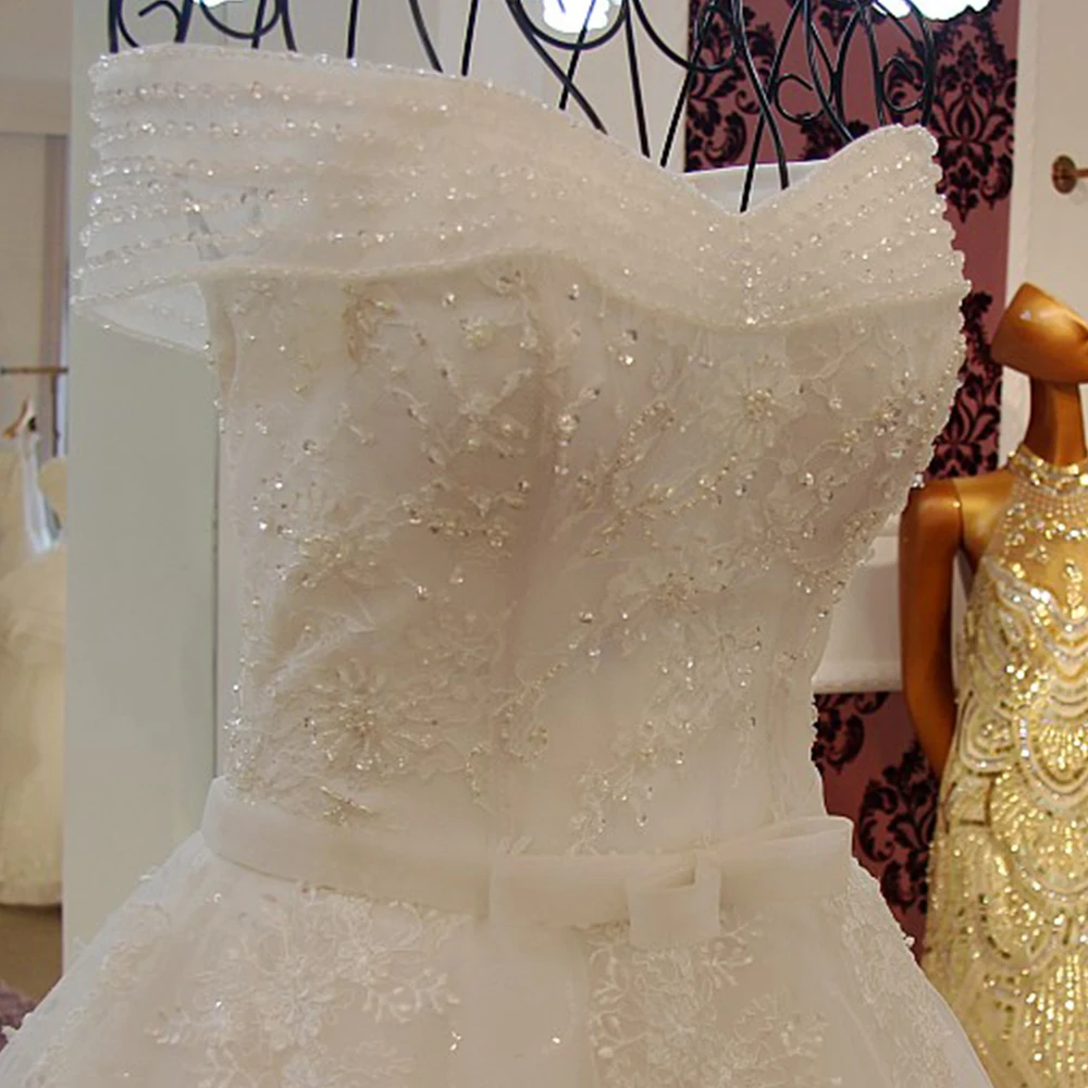 Vestidos de Noiva de Luxo реальное фото свадебное платье королевские свадебные платья для принцесс бисера блестками Длинные Шлейфы для свадебных платьев
