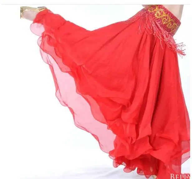 

Stage Performance Oriental belly dancing skirts 3 layers chiffon belly dance skirt costume training dress or performance