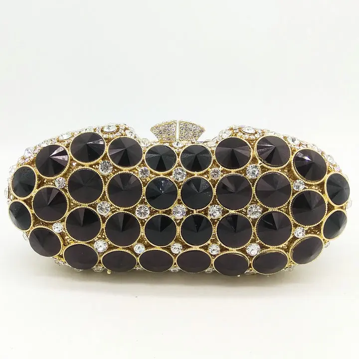 Black Evening Bag Бутик De FGG элегантный угольно-черный бриллиантовый вечерний клатч сумка женская модная Свадебная вечерняя сумочка кошелек Свадебный Хрустальный клатч - Цвет: Black Evening Bag