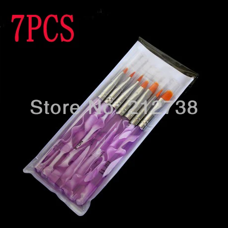10 компл./лот 7 шт. УФ гель акриловая кисть для ногтей Набор творчества плоская