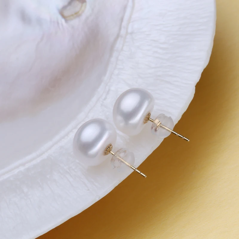 Серьги FENASY из 18 каратного золота 10 11 мм жемчужные украшения классические серьги