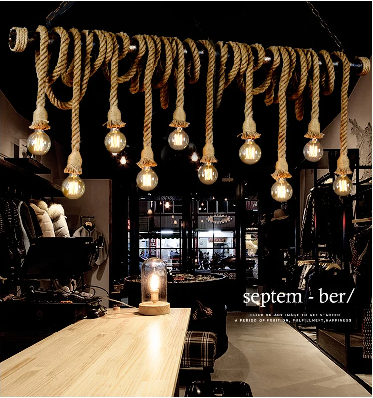 Koop Loft Creatieve Industriële Vintage Ijzeren Touw Hanglampen Lamp Edison Lamp Lamp Voor Woonkamer Bar Decoratie