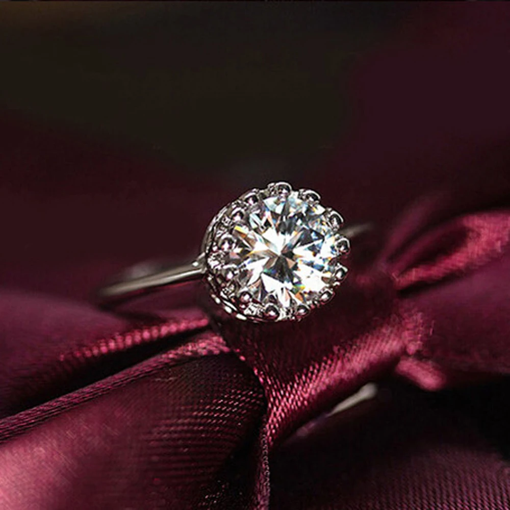 New Arrival Fashion Simple Exquisite Round White CZ Silver &amp Yellow GoldPlated Ring Women Jewelry Engagement Wholesale | Украшения и