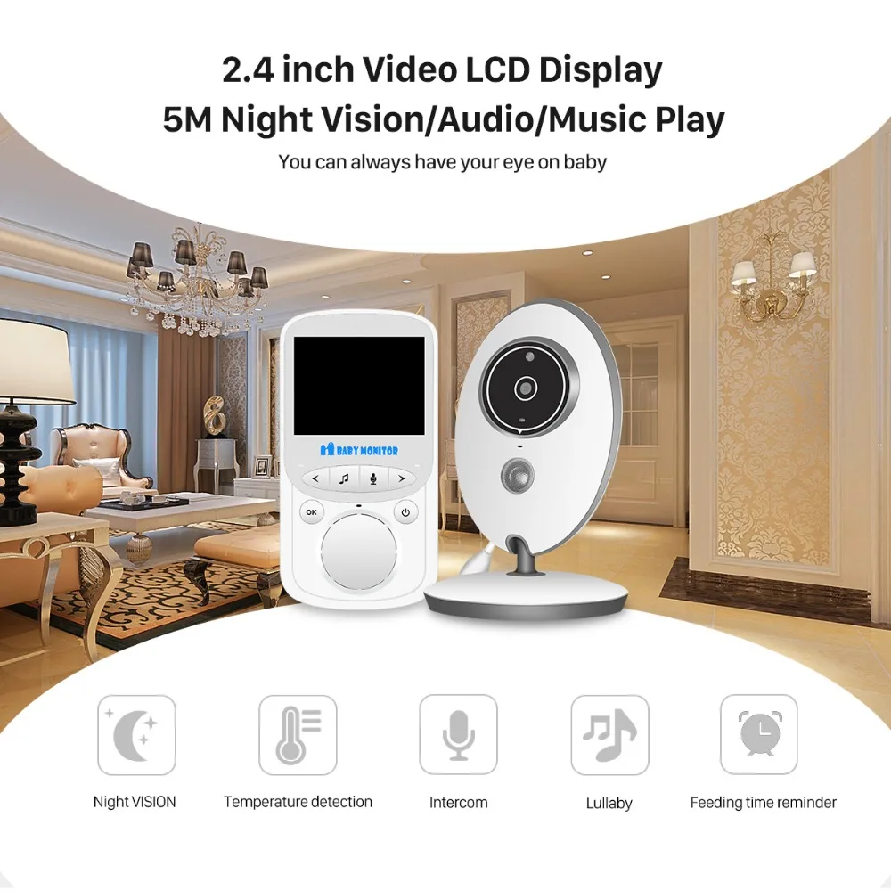 Беспроводная видеоняня VB605 с ЖК-экраном аудио-и радио музыкальная Интерком ИК 24