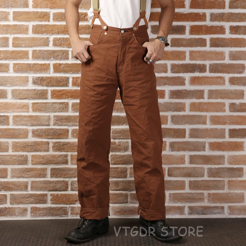 Koop Bronson Repro 1873 Eend Canvas Broek Vintage Mannen Vermoeidheid Logger Broek Bruin