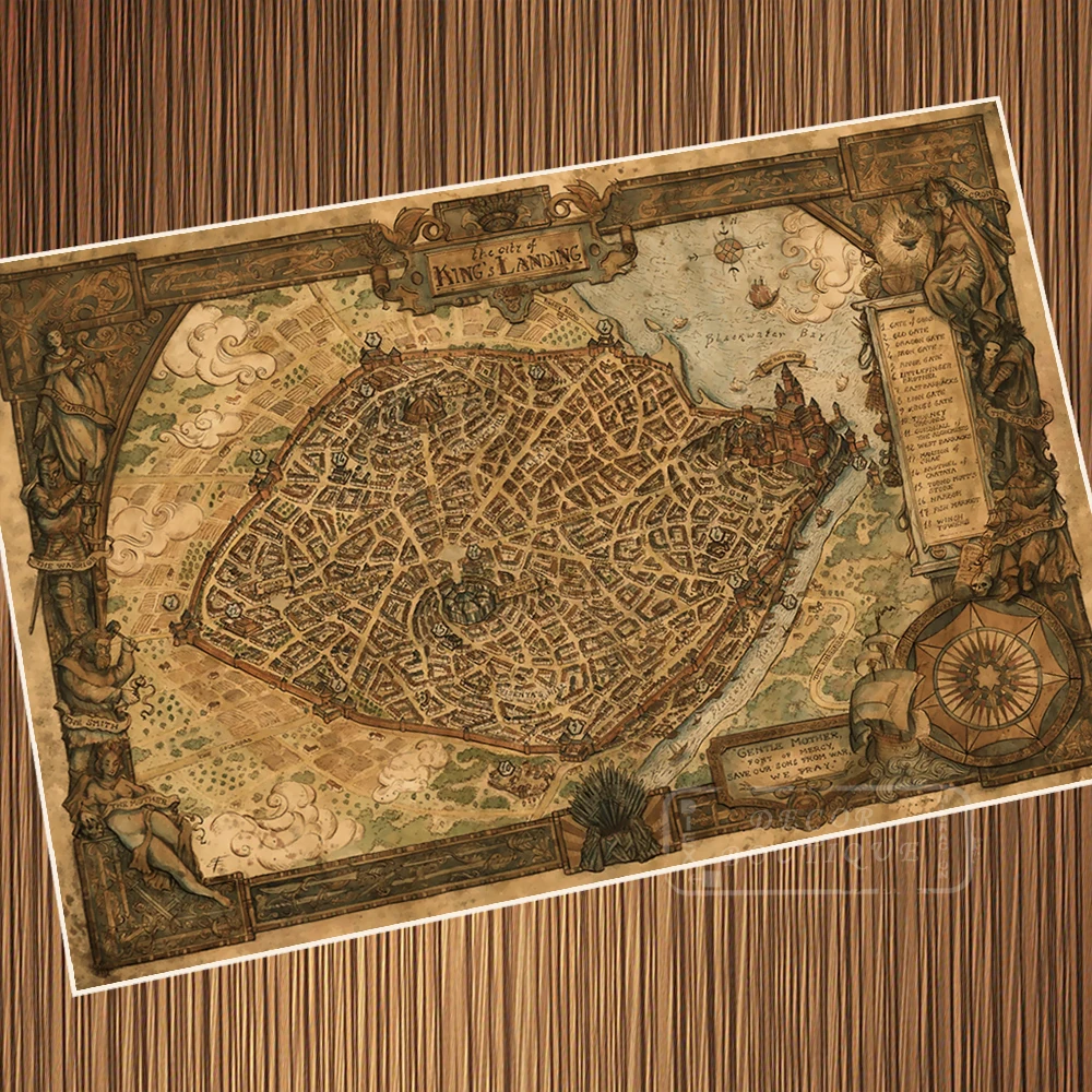 Винтаж Игра престолов географические карты Westeros Дом Ретро плакат Холст Картина DIY стены бумага плакаты украшения для дома подарок