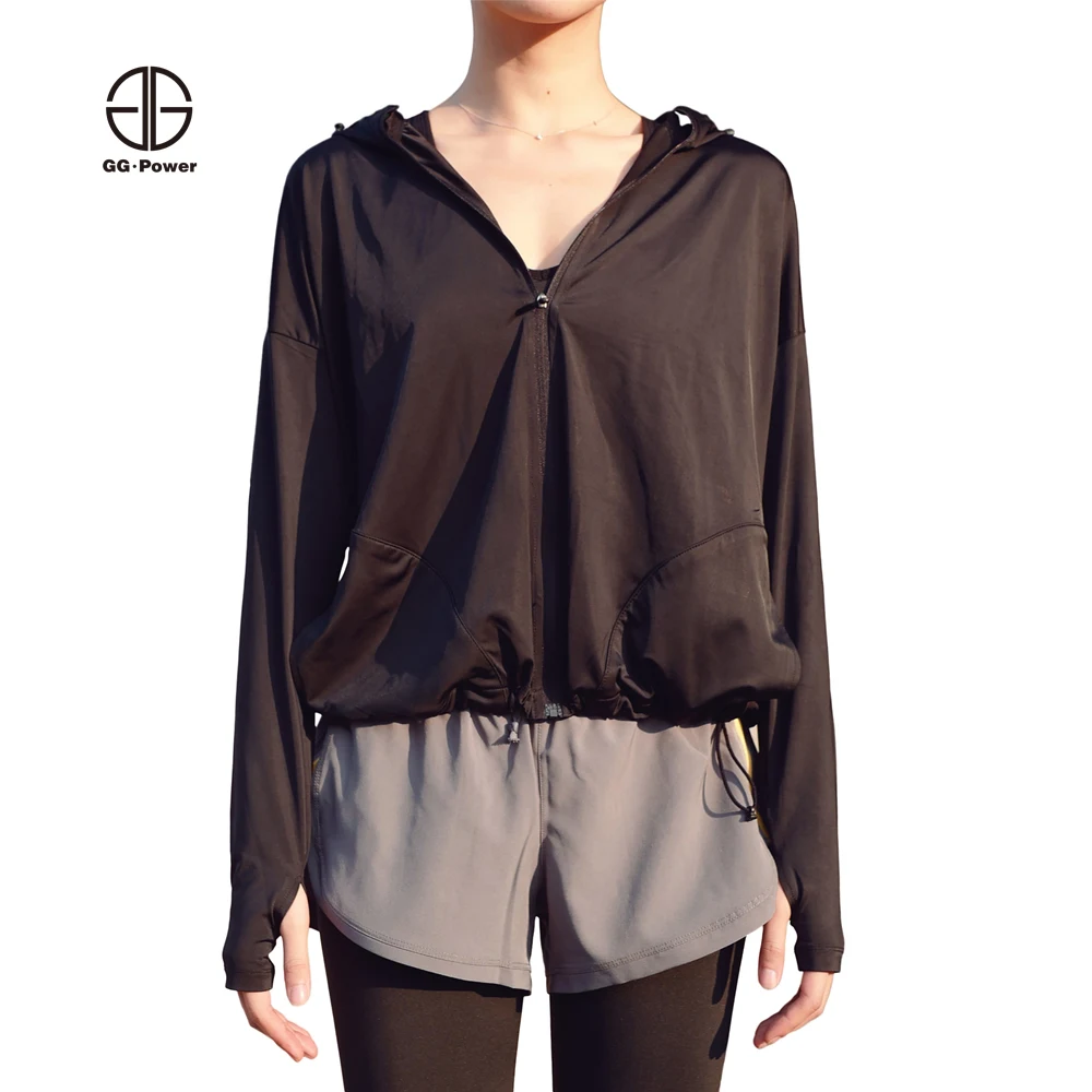 Gg. мощность тренажерный зал свободные Йога Спорт Куртки с капюшоном Бег свитер