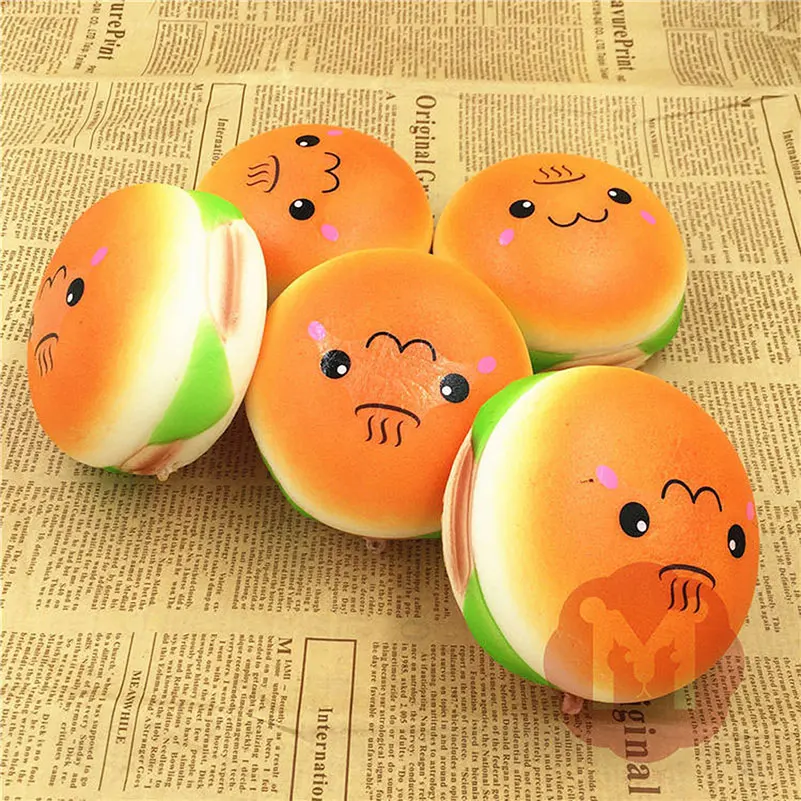 

Jumbo Squishys Antistress Slow Rising Scented Face hamburger Charms Anti-stress Squishy Stress Reliever Decompression Toy